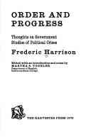 Cover of: Order and progress by Frederic Harrison