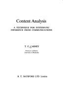 Cover of: Content analysis: a technique for systematic inference from communications