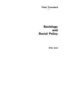Cover of: Sociology and social policy