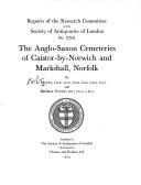 Cover of: The Anglo-Saxon cemeteries of Caistor-by-Norwich and Markshall, Norfolk