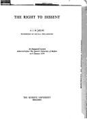 Cover of: The right to dissent