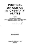 Cover of: Political opposition in one-party States.