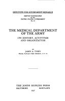 Cover of: The Medical Department of the Army by James A. Tobey