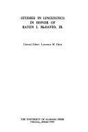Cover of: Studies in linguistics in honor of Raven I. McDavid, Jr. | 
