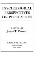 Cover of: Psychological perspectives on population