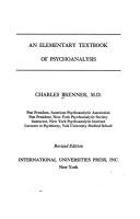Cover of: An elementary textbook of psychoanalysis. by Charles Brenner
