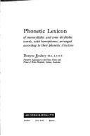 Cover of: Phonetic lexicon of monosyllabic and some disyllabic words by Denyse Rockey