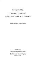 Cover of: Two letters and Short rules of a good life. by Robert Southwell