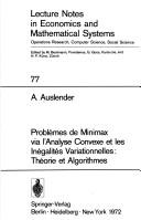 Problèmes de minimax via l'analyse convexe et les inégalités variationnelles by A. Auslender