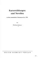 Cover of: Kurzerzählungen und Novellen in den romanischen Literaturen bis 1700.