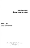 Cover of: Introduction to electric circuit analysis by Ronald J. Tocci