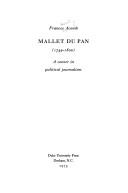 Cover of: Mallet du Pan (1749-1800): a career in political journalism