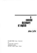 Cover of: A concept dictionary of English.