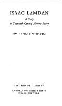 Cover of: Isaac Lamdan: a study in twentieth-century Hebrew poetry