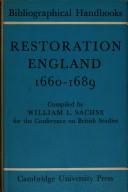 Restoration England, 1660-1689 by William L. Sachse