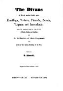 Cover of: The divans of the six ancient arabic poets: Ennābiga, ʻAntara, Tharafa, Zuhair, ʻAlqama and Imruulqais.: Chiefly according to the MSS. of Paris, Gotha, and Leyden; and the collection of their fragments with a list of the various readings of the text.