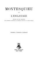 Cover of: Montesquieu et l'esclavage