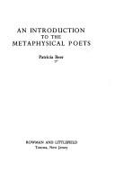 Cover of: An introduction to the metaphysical poets. by Patricia Beer