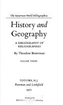 Cover of: History and geography; a bibliography of bibliographies.