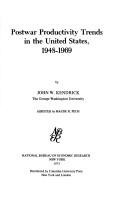 Cover of: Postwar productivity trends in the United States, 1948-1969