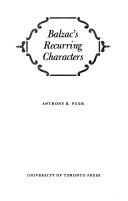 Cover of: Balzac's recurring characters by Anthony R. Pugh