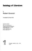 Sociologie de la littérature by Escarpit, Robert