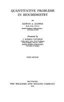 Quantitative problems in biochemistry by Edwin A. Dawes