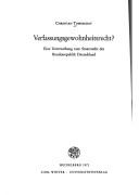 Cover of: Verfassungsgewohnheitsrecht?: Eine Untersuchung zum Staatsrecht der Bundesrepublik Deutschland.