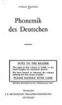 Cover of: Phonemik des Deutschen. by Otmar Werner