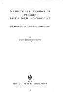 Cover of Die deutsche Baltikumpolitik zwischen Brest-Litovsk und Compiègne