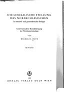 Cover of: Die lexikalische Stellung des Nordschlesischen in ost-, mittel- und gesamtdeutschen Bezügen: unter besonderer Berücksichtigung der Weinbauterminologie