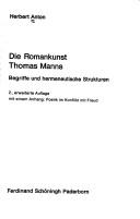 Cover of: Die Romankunst Thomas Manns: Begriffe u. hermeneut. Strukturen
