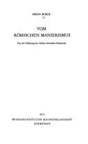 Cover of: Vom römischen Manierismus.