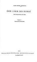 Cover of: Die Lyrik des Horaz: eine Interpretation der Oden.