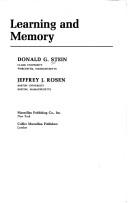 Cover of: Learning and memory by Donald G. Stein