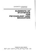 Cover of: Elements of statistics for psychology and education