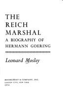 Cover of: Reich Marshal: a biography of Hermann Goering.
