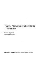 Cover of: Early national education: 1776-1830.