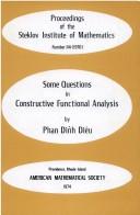 Cover of: Some questions in constructive functional analysis