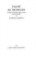 Cover of: Faust as musician | Patrick Carnegy