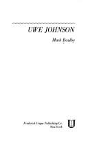 Cover of: Uwe Johnson. by Mark Boulby