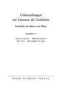 Cover of: Untersuchungen zur Literatur als Geschichte: Festschrift f. Benno von Wiese