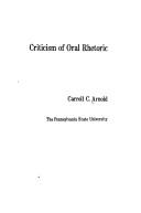 Cover of: Criticism of oral rhetoric