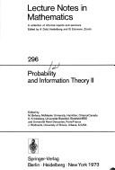 Cover of: Probability and information theory II. by Edited by M. Behara, K. Krickeberg [and] J. Wolfowitz.
