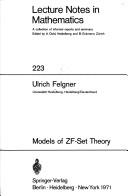 Models of ZF-set theory by Ulrich Felgner