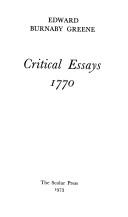 Cover of: Critical essays, 1770.