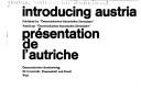 Cover of: Introducing Austria. by Österreichisches Statistisches Zentralamt.