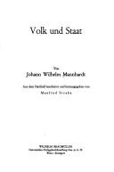 Cover of: Volk und Staat.