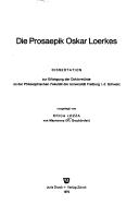 Die Prosaepik Oskar Loerkes by Erica Lozza