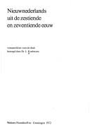 Cover of: Nieuwnederlands uit de zestiende en zeventiende eeuw.: Verzameld en bezorgd